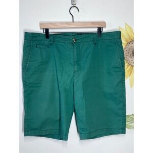 1901 Nordstrom Mens Green Chino Shorts 100% Cotton Size 40W‎ Flat Front Casual